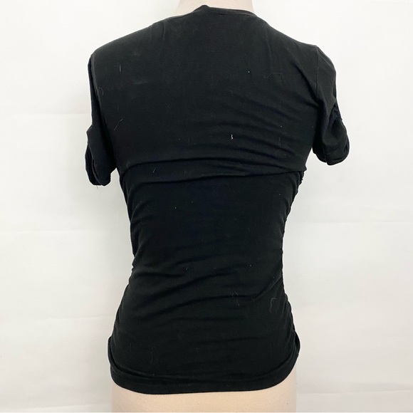 Michael Kors short sleeve zippered ruched black top size small - Picture 3 of 5